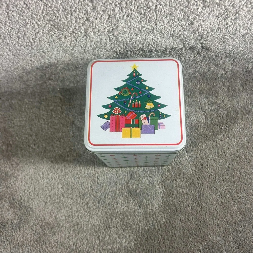 Nesting Christmas Tins White Green Red Holiday Storage Set‎ of 5